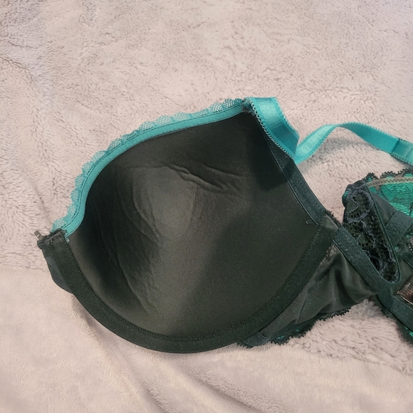 Adore Me Pushup Front Closure Bra Lacy Green and Blue - Picture 5 of 6